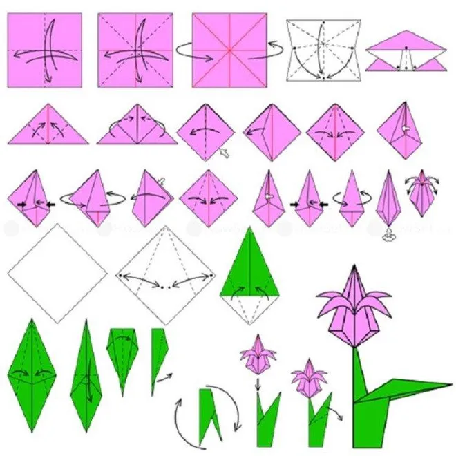 Схема цветка оригами