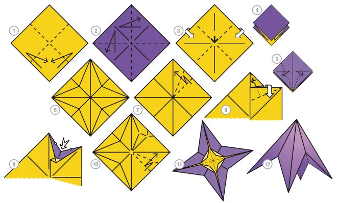Схема цветка оригами