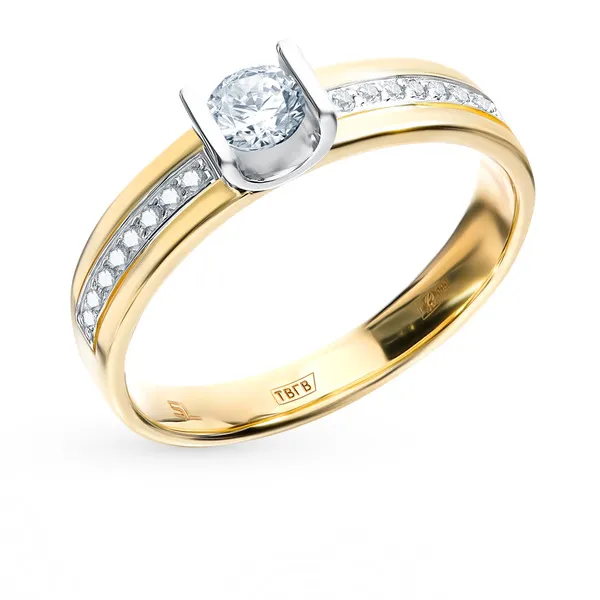 золотое кольцо с бриллиантами санлайт