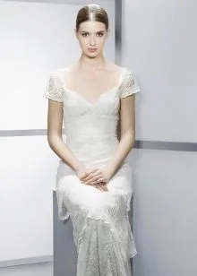 Свадебное платье в стиле ампир с коротким рукавом