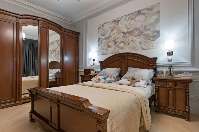 мебель и аксессуары в спальне в классической стилистике