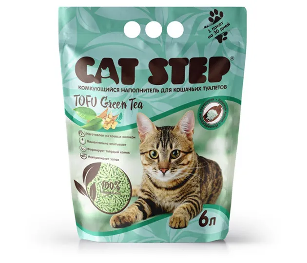 Комкующийся наполнитель Cat Step Tofu Green Tea, 2,7 кг