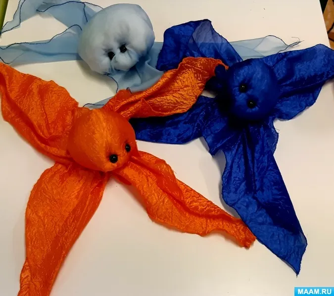 Пособие из ткани и поролона для игровой деятельности по физической культуре «Мягкие осьминожки» для детей 5–7 лет
