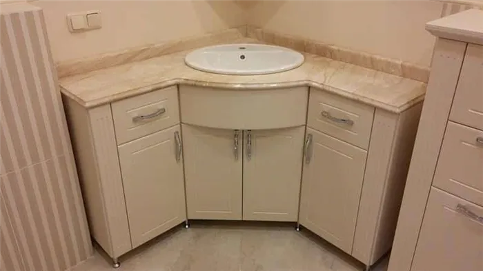 Угловой кухонный напольный шкаф под мойку