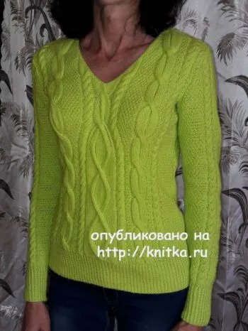 Женский пуловер с косами Марины Ефименко