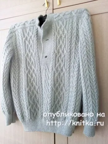 Мужской свитер спицами с косами от Татьяны Ивановны
