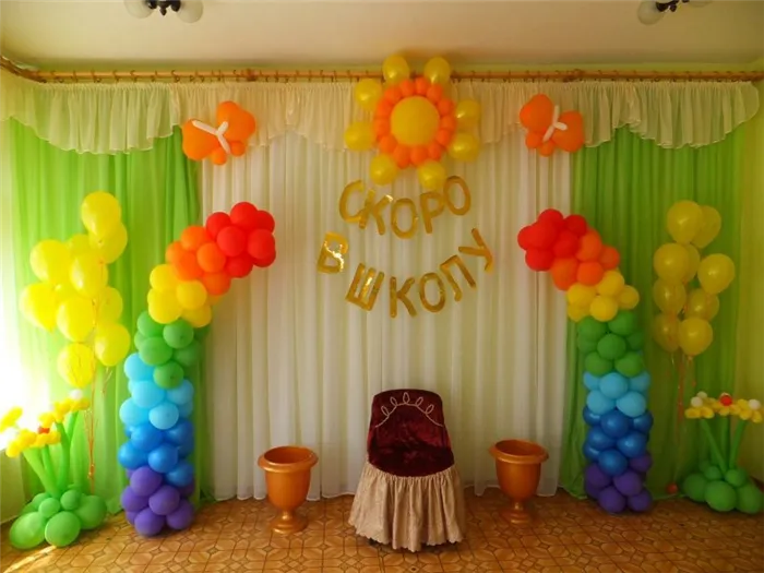 Воздушные шары для украшения зала на выпускной в детском саду