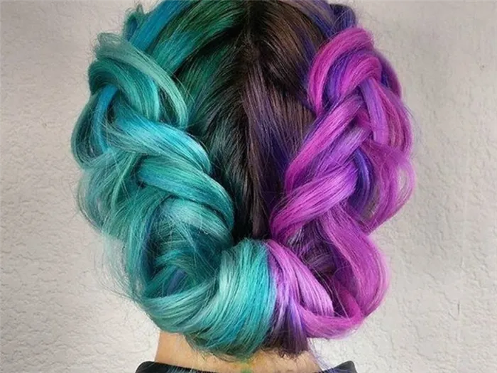 Бирюзово-лиловые волосы