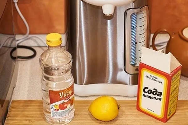 Уксус, лимон и сода для чистки термопота
