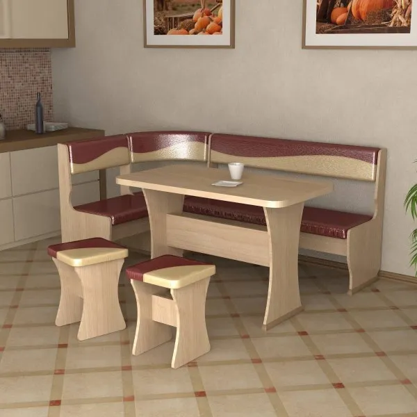Кухонный уголок со столом и табуретками