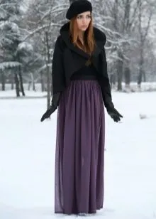 юбка-макси в зимнем образе