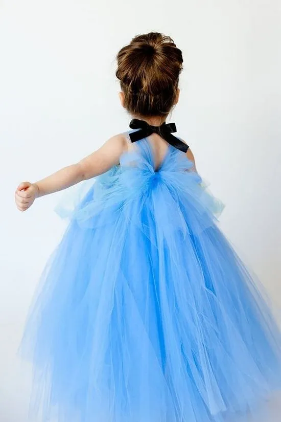 Платье из фатина для девочки голубое