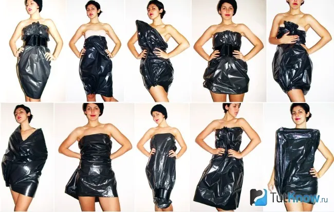 Модели платьев из мусорных пакетов