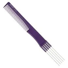Расческа Dewal Beauty для начеса с металлическими зубцами, фиолетовая, 19 см