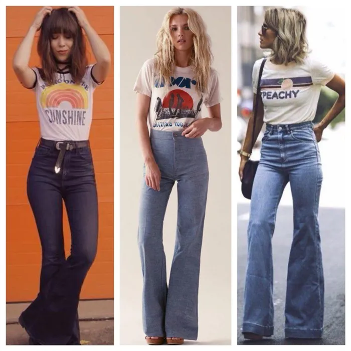 джинсы клеш образы 70х