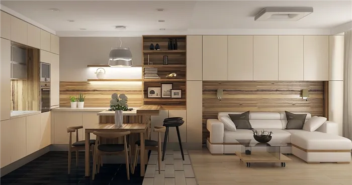 кухня гостиная 25 метров в минималистичном стиле