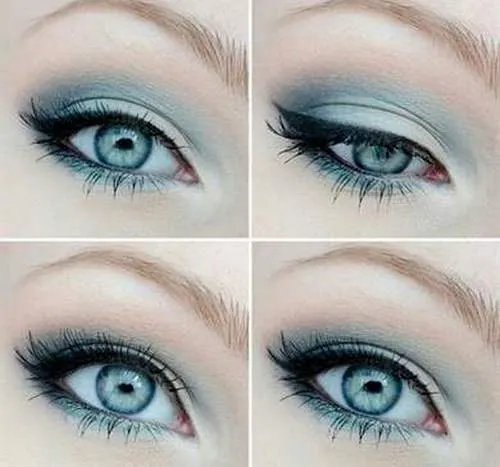 Макияж с синими тенями для карих, зеленых, голубых глаз