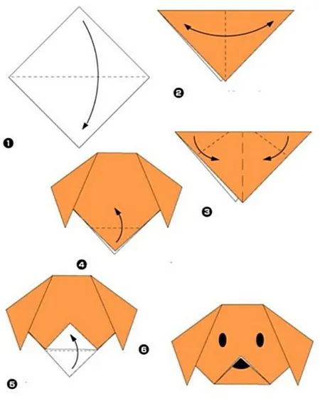 Схема оригами собака для 1 класса