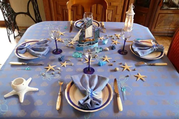 морской стиль для оформления праздничного стола
