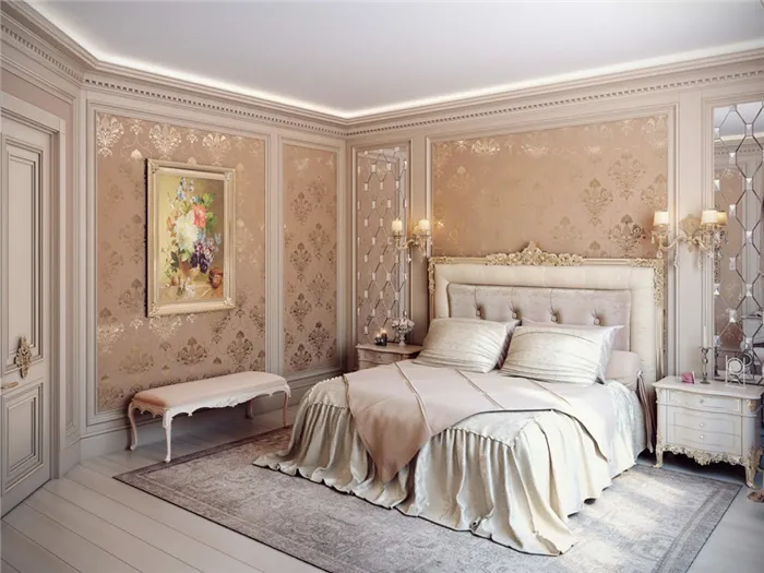 Интерьер спальни в стиле классики площадью 20 кв метров