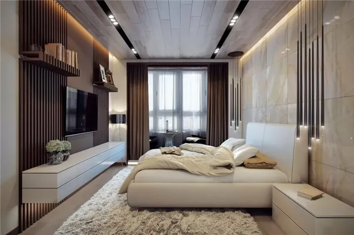 Дизайн большой спальни в пастельных тонах
