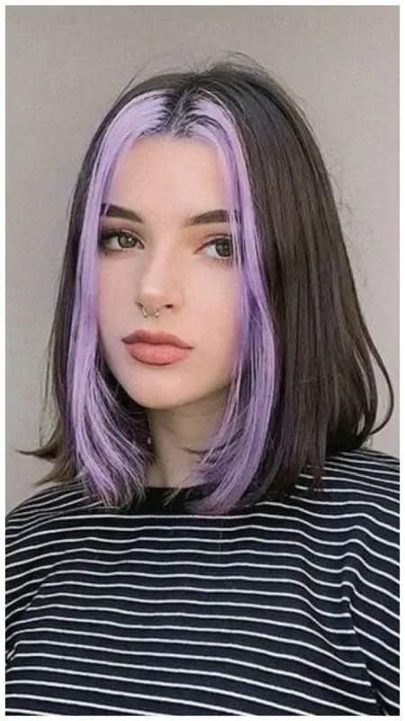 Фиолетовые пряди у лица фото