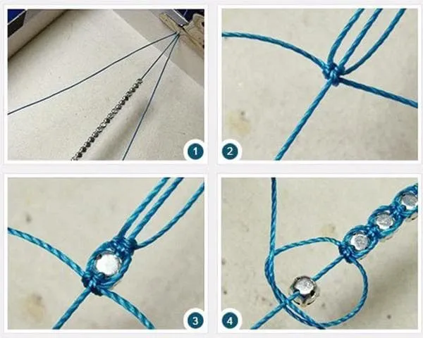 Схема плетения браслета из ниток и бусин