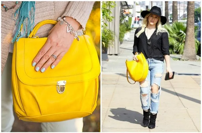 Вытянутая желтая сумка для стильного образа