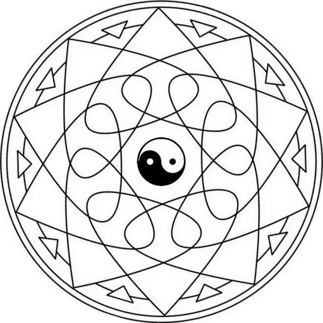 yin-yang-mandala-coloring-page-Инь Ян Мандала
