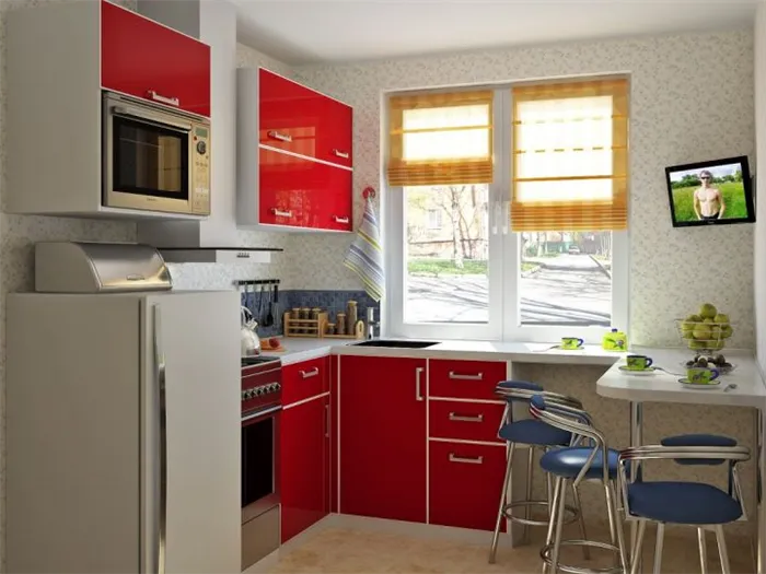 Красная глянцевая кухня