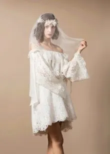 Короткое свадебное платье бохо