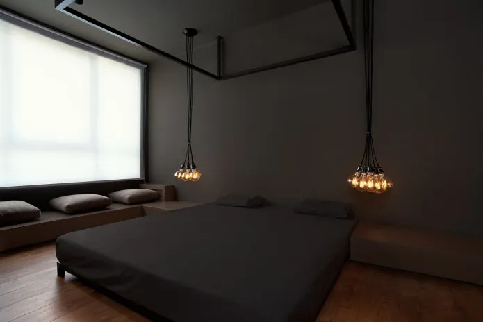 освещение в интерьере спальни в минималистичной стилистике