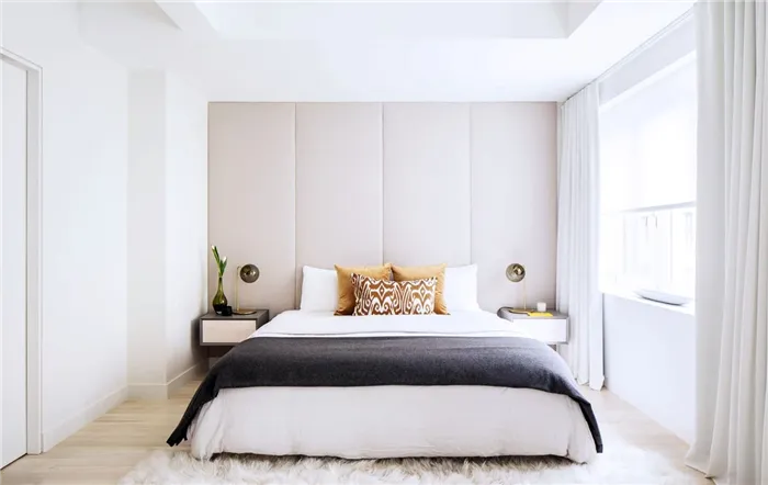 Текстильное оформление спальни в стиле минимализм