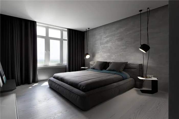 Черный цвет в дизайне спальни