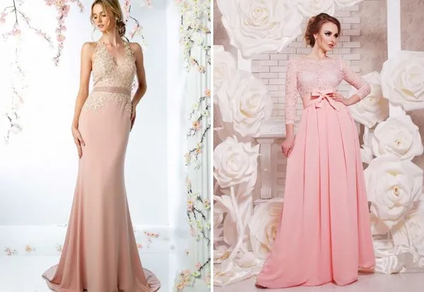 нежно розовое платье в пол