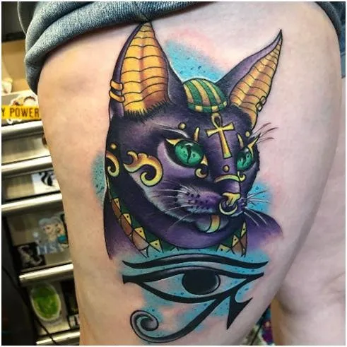 Эскиз Египетской татуировки кошка
