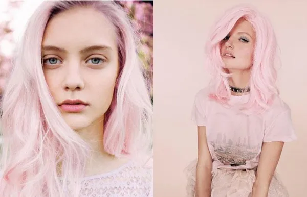Нежно-розовые волосы