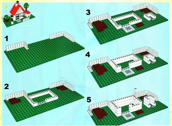 Пошаговая схема строительства дома лего: шаг 1-5