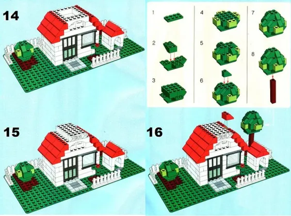 Пошаговая схема строительства дома лего: шаг 14-16