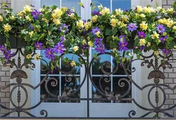 Декорирование балконного ограждения живыми цветами