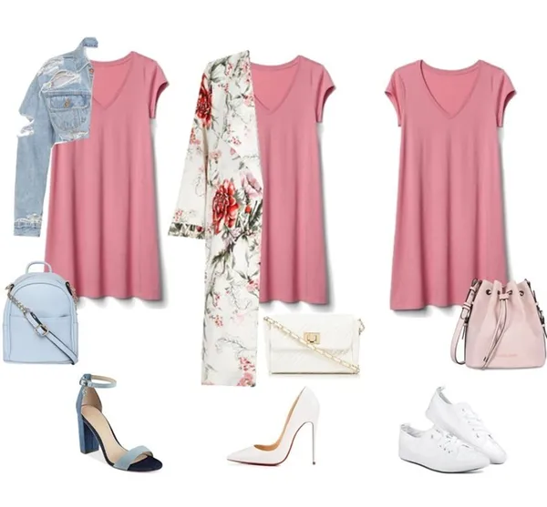 Нежно-розовое платье с чем носить