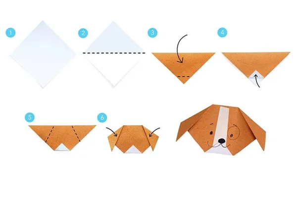 Схема сборки оригами-собачки