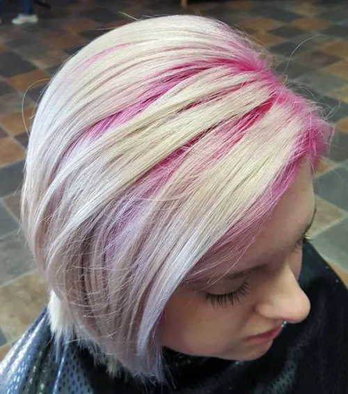 розовые корни волос на блонд