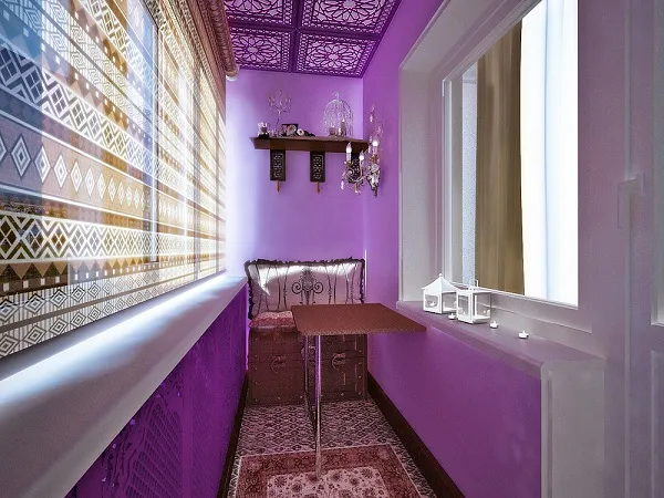 фото: фиолетовый цвет и интерьера балкона и лоджии