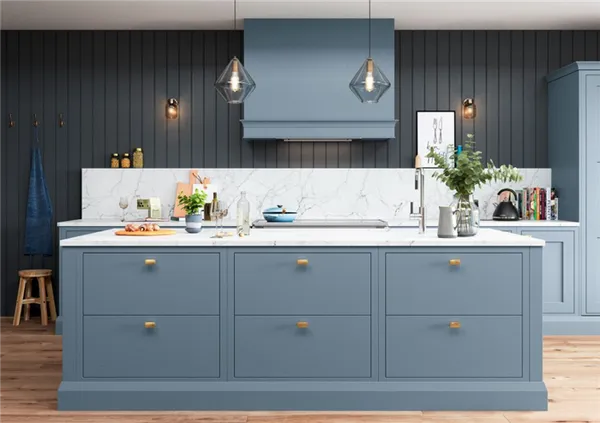 голубой цвет в интерьере кухни