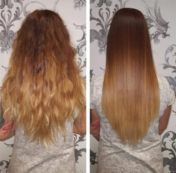 Эффект ламинирования волос до и после