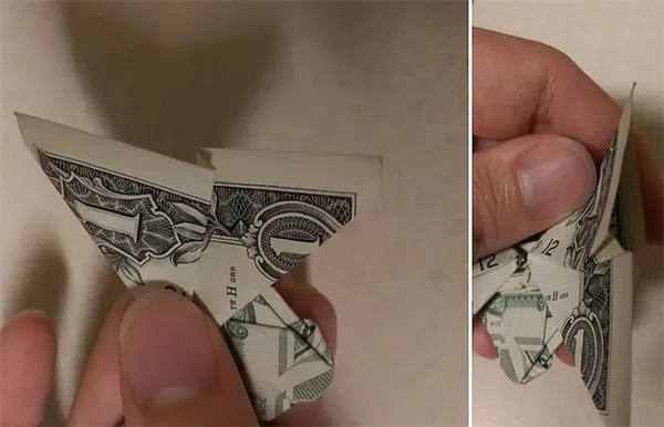 Схема оригами-бабочки из денег