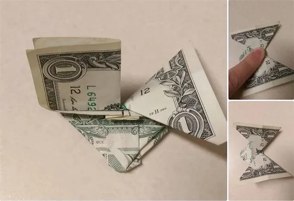 Схема оригами-бабочки из денег