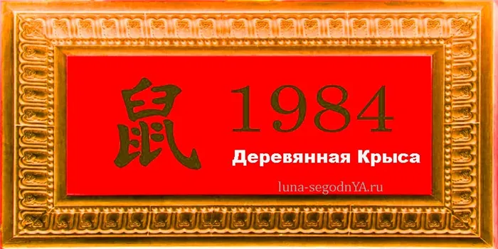 Год Крысы - 1984, 1996, 2020,2032 Год Какого Животного