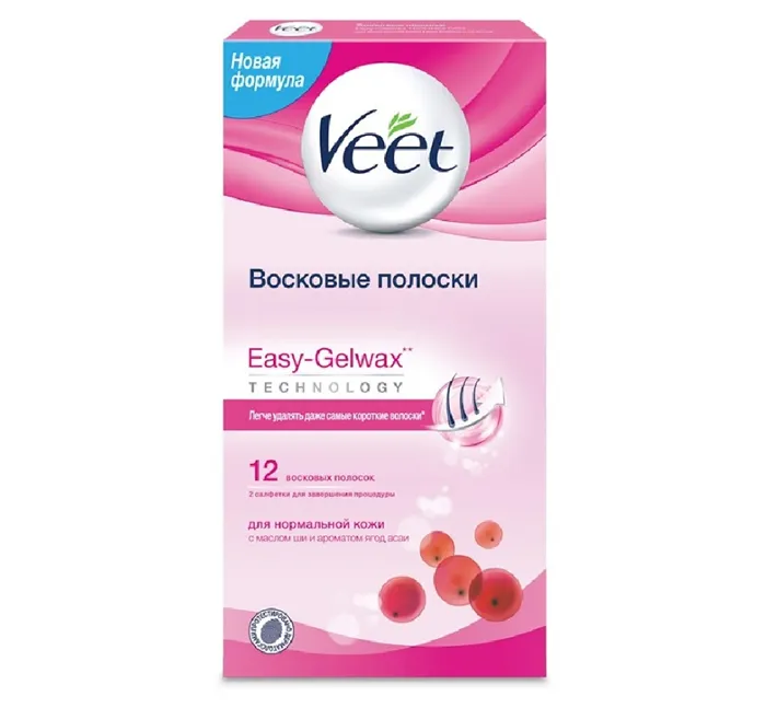 Восковые полоски VEET Easy-GelWax для нормальной кожи. Быстро вырывают волоски, не пропускают даже коротенькие.